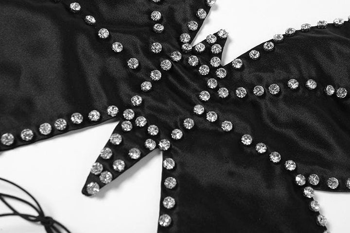 Butterfly beaded cross open back top - Halibuy