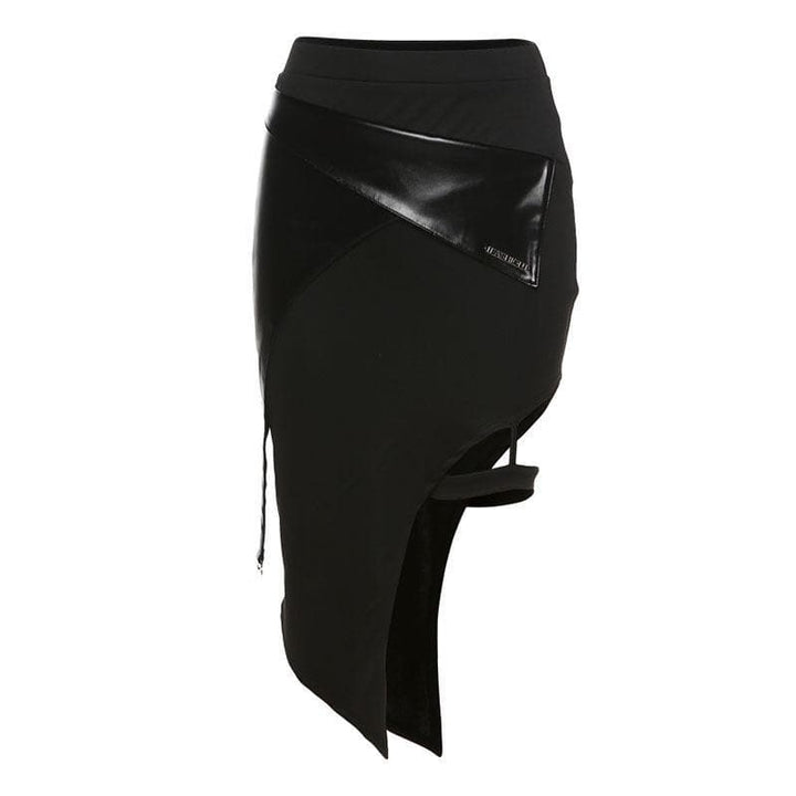 Irregular thigh slit midi skirt - Halibuy