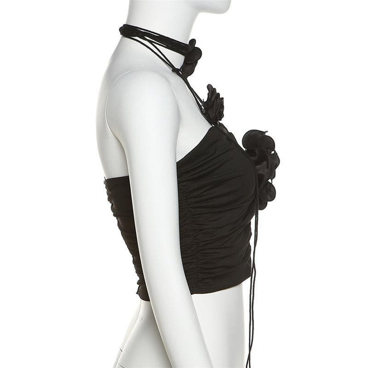 Ruched appliques solid top - Halibuy