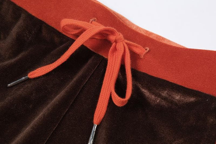 Zip-up letter embroidered high neck pant set - Halibuy