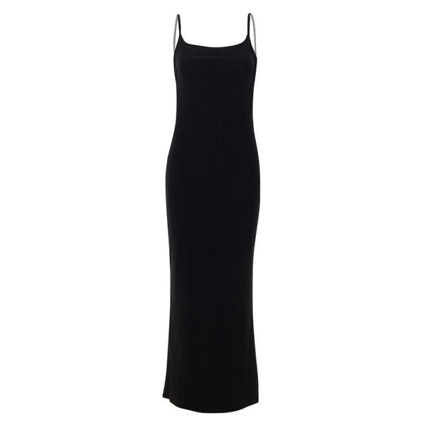 Robe longue dos nu côtelée à col carré et à nouer soi-même | robe tango rouge