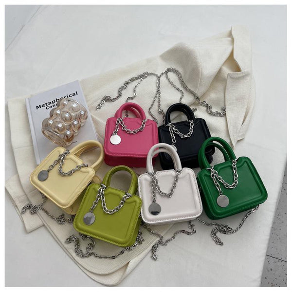 Solid metal chain crossbody bag
