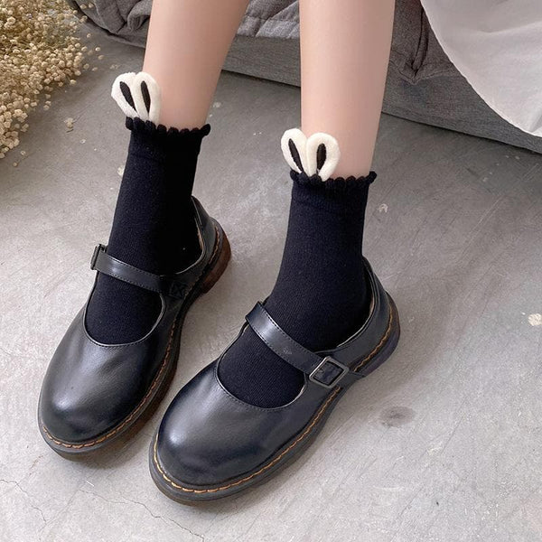 Chaussettes longues à volants et motif oreilles de lapin 