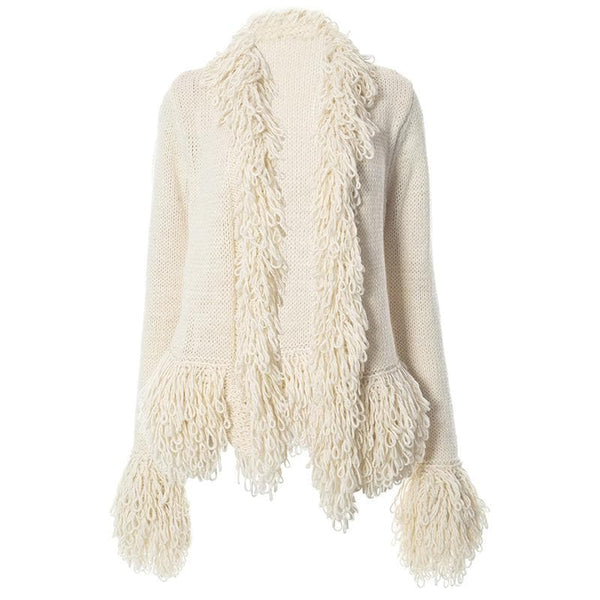 Haut en tricot uni à manches longues et pompons