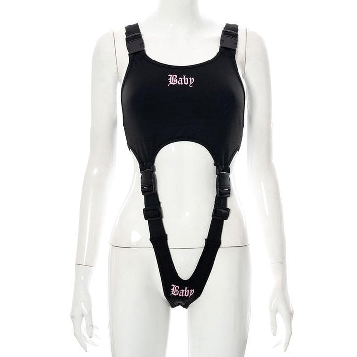 Baby buckle hollow out bodysuit - Halibuy