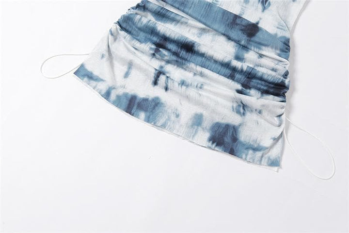 Cowl neck tie dye cami mini dress - Halibuy