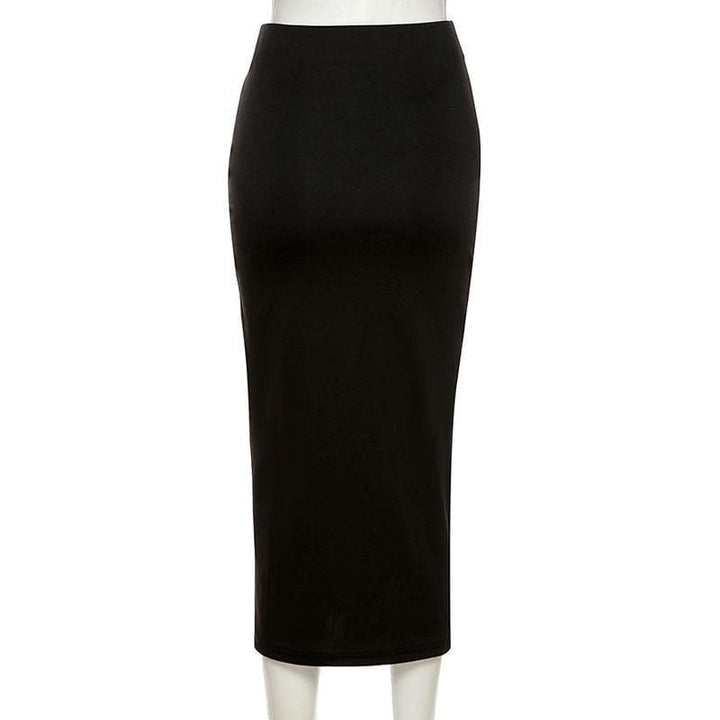 Solid high slit ruched pins midi skirt - Halibuy