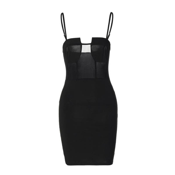 Solid mesh patchwork backless cami mini dress  | red tango dress