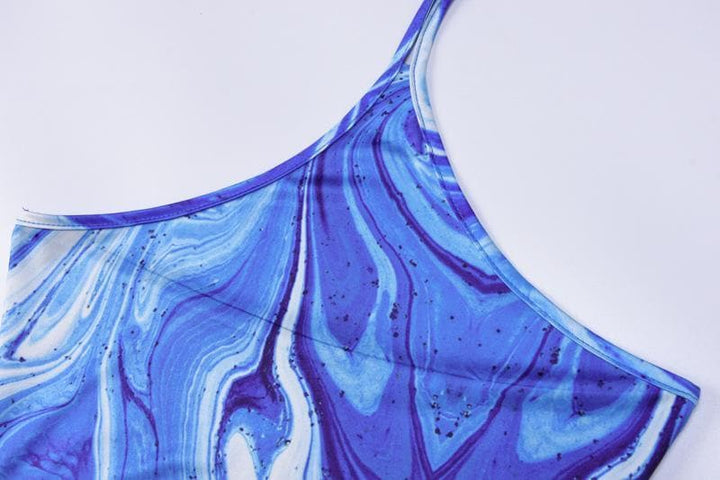 Halter tie back slit tie dye maxi dress - Halibuy