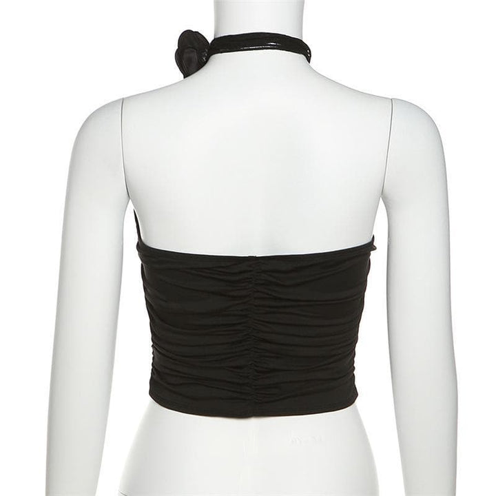 Ruched appliques solid top - Halibuy
