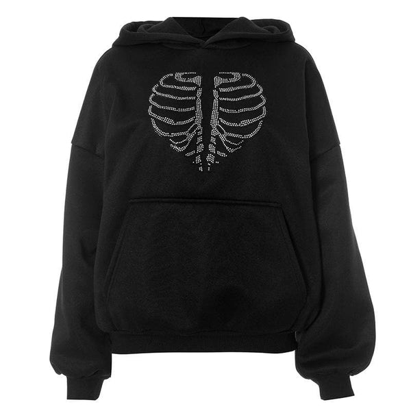 Beaded pocket hoodie long sleeve contrast top