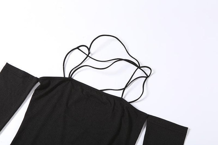 Off shoulder irregular backless bodysuit - Halibuy
