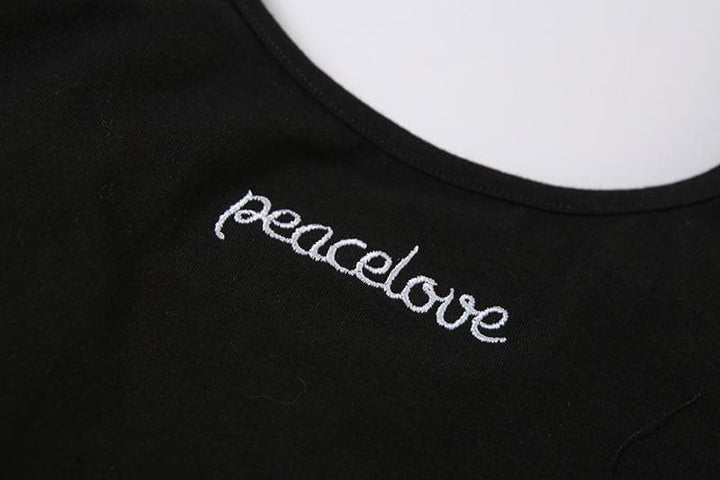 Letter embroidered hollow out bodysuit - Halibuy