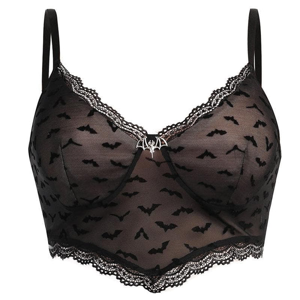 Haut camisole dos nu en maille unie sans manches avec ourlet en dentelle et appliques chauve-souris 